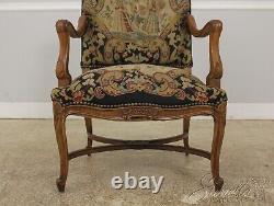 F57698EC French Louis XVI Vintage Needlepoint Throne Chair