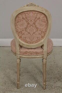 F58980EC Pair French Louis XV Style Paint Decorated Side Chairs