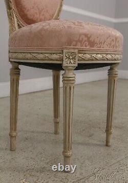 F58980EC Pair French Louis XV Style Paint Decorated Side Chairs