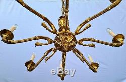 Fantastic vintage French eight- light brass chandelier, Louis XV style ++
