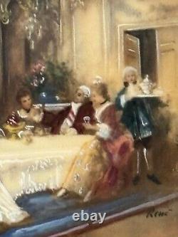 Fine French Antique Louis XV Impressionist Oil Painting Old Classical Art France