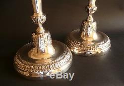 Fine French Louis XV 1760 Antique Classical Candlesticks Silvered Bronze 11