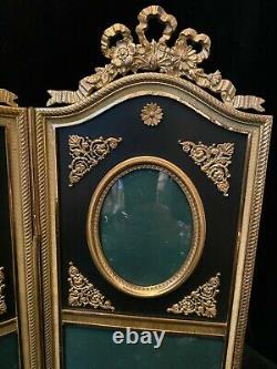 Fine Louis XVI Style Gilt Dore' Bronze French Antique Four Photo Picture Frame