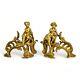 Fine Pair Of Antique French Louis Xv Gilt Bronze Chenets With Putti