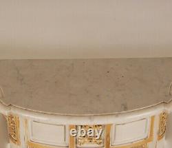 French 18th century Louis XVI Neoclassical console table marble top carved wood