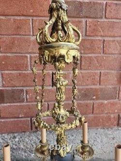 French ANTIQUE FRENCH LOUIS XVI? Circa 1900? Wrought Iron 6 Light