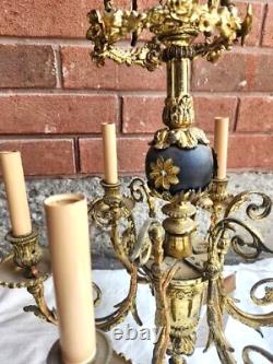 French ANTIQUE FRENCH LOUIS XVI? Circa 1900? Wrought Iron 6 Light