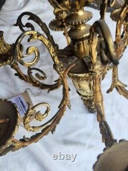 French ANTIQUE FRENCH LOUIS XVI? Circa 1900? Wrought Iron 6 Light