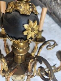 French ANTIQUE FRENCH LOUIS XVI? Circa 1900? Wrought Iron 6 Light