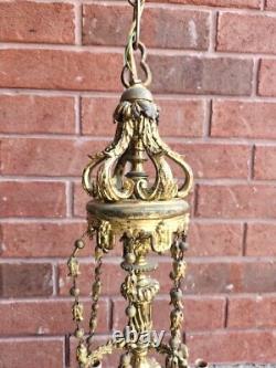 French ANTIQUE FRENCH LOUIS XVI? Circa 1900? Wrought Iron 6 Light