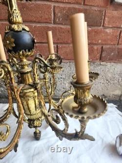 French ANTIQUE FRENCH LOUIS XVI? Circa 1900? Wrought Iron 6 Light