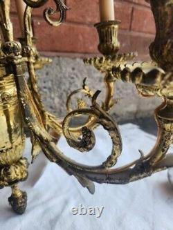 French ANTIQUE FRENCH LOUIS XVI? Circa 1900? Wrought Iron 6 Light