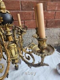 French ANTIQUE FRENCH LOUIS XVI? Circa 1900? Wrought Iron 6 Light