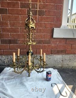 French ANTIQUE FRENCH LOUIS XVI? Circa 1900? Wrought Iron 6 Light