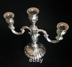 French Antique 3-Arm Silverplated Candelabra Louis XVI Style Tableware Candles