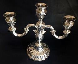 French Antique 3-Arm Silverplated Candelabra Louis XVI Style Tableware Candles