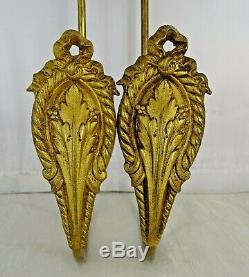 French Antique Gilt Bronze Curtain Holds Tiebacks Hooks 19 th Louis XVI Style