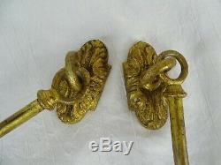French Antique Gilt Bronze Curtain Holds Tiebacks Hooks 19 th Louis XVI Style