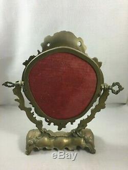 French Antique Gilt Bronze Vanity Mirror Rococo Louis XV Style with angel psyche