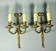 French Antique Louis Xvi Bow Ribbon Bronze Brass Wall Sconce Light Pair Lamps