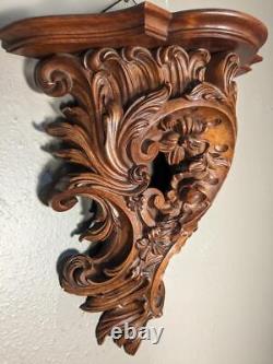 French Antique Louis XV Sconce/Shelf/Pedestal in Walnut. Signed, Dated 1911