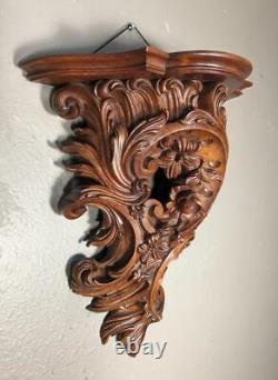 French Antique Louis XV Sconce/Shelf/Pedestal in Walnut. Signed, Dated 1911