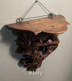 French Antique Louis XV Sconce/Shelf/Pedestal in Walnut. Signed, Dated 1911