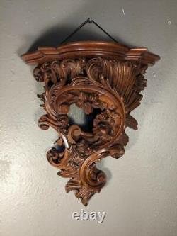 French Antique Louis XV Sconce/Shelf/Pedestal in Walnut. Signed, Dated 1911