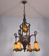 French Antique Louis Xvi Style Bronze And Art Glass Chandelier/lamp