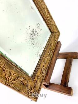 French Antique Louis XVI style Gesso Gold frame distressed bevelled mirror