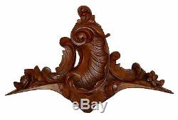 French Antique Rococo Hand Carved Wood Pediment Shell Louis XV Style