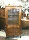 French Antique Tiger Oak Louis Xv Display Cabinet Living Room Furniture