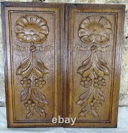 French Antique a Pair of Wall Panels Hand Carded Oak Wood Salvage Louis XV St