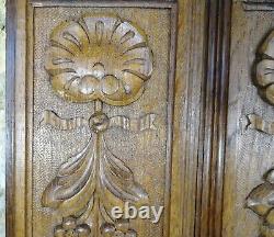 French Antique a Pair of Wall Panels Hand Carded Oak Wood Salvage Louis XV St