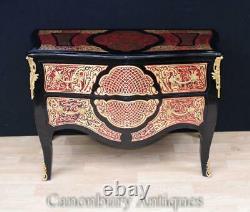 French Boulle Chest Drawers Bombe Commode Inlay Louis XVI Furniture
