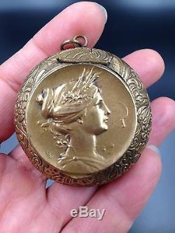 French Bronze 19c Antique Louis Armand Rault Signed Lr Locket Demente Persephone
