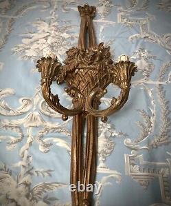 French Candle Sconces, A Gilded Pair. Rococo, Louis XVI Style