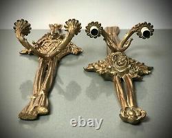 French Candle Sconces, A Gilded Pair. Rococo, Louis XVI Style