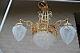French Chandelier Brass Glass Gothic Dragon Arms Louis Xvi Decor 1960 N2