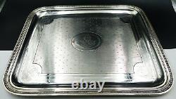 French Christofle Louis XV Silver Plated Guilloche Serving Tray 1858
