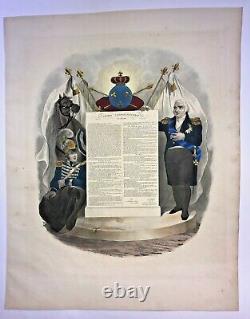 French Constitution Of Louis XVIII 1814 Rare Very Large Antique Print