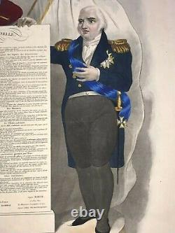 French Constitution Of Louis XVIII 1814 Rare Very Large Antique Print