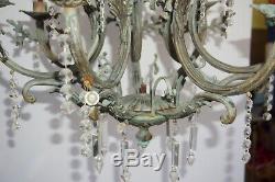 French Crystal Chandelier Bronze Victorian Louis XIV Antique 19th C. Large