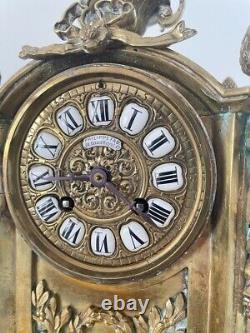 French Desk Clock Pondulum Bronze Louis XVI Style 19 circa Rare Antique
