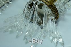 French LOUIS XVI WALL SCONCES Pampilles Crystal Prisms Swan Bronze LUCIEN GAU