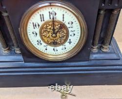 French Louis Boname Antique Mantel Clock Black marble