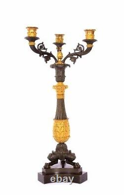 French Louis Philippe Style Ormolu Gilt Patinate Bronze Candelabra Candle Holder