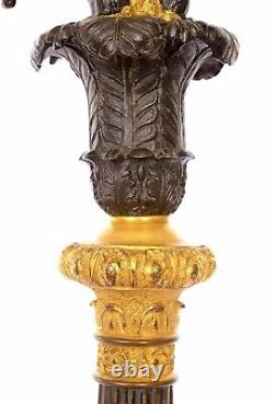 French Louis Philippe Style Ormolu Gilt Patinate Bronze Candelabra Candle Holder