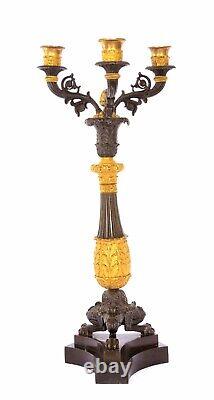 French Louis Philippe Style Ormolu Gilt Patinate Bronze Candelabra Candle Holder