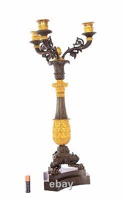 French Louis Philippe Style Ormolu Gilt Patinate Bronze Candelabra Candle Holder